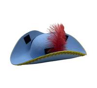 LEADSDGE Gorras piratas con plumas de encaje dorado para fiestas de Halloween y aventuras de simulación, perfectas para vestirse y jugar de Halloween, sombrero pirata tricorne