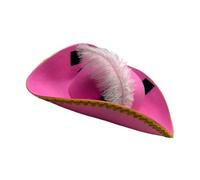 LEADSDGE Gorras piratas con plumas de encaje dorado para fiestas de Halloween y aventuras de simulación, perfectas para vestirse y jugar de Halloween, sombrero pirata tricorne