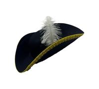 LEADSDGE Gorras piratas con plumas de encaje dorado para fiestas de Halloween y aventuras de simulación, perfectas para vestirse y jugar de Halloween, sombrero pirata tricorne