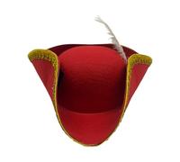 LEADSDGE Gorras piratas con plumas de encaje dorado para fiestas de Halloween y aventuras de simulación, perfectas para vestirse y jugar de Halloween, sombrero pirata tricorne