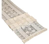 LEADSDGE Mantel de encaje vintage con bordado intrincado para cubrir comedor de lujo, camino de encaje