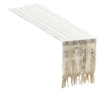 LEADSDGE Mantel de encaje vintage con bordado intrincado para cubrir comedor de lujo, camino de encaje