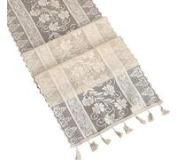 LEADSDGE Mantel de encaje vintage con bordado intrincado para cubrir comedor de lujo, camino de encaje