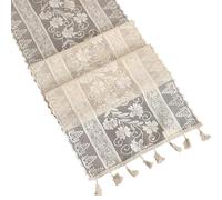 LEADSDGE Mantel de encaje vintage con bordado intrincado para cubrir comedor de lujo, camino de encaje