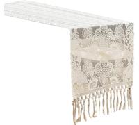 LEADSDGE Mantel de encaje vintage con bordado intrincado para cubrir comedor de lujo, camino de encaje