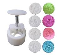 LEADSDGE Molde de 150 g con 4 sellos de flores para prensar a mano para pasteles y pasteles, juego de moldes grandes