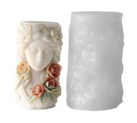 LEADSDGE Molde de silicona cilíndrico en relieve de niña de flores para fundición de resina, jabón, decoración de retratos