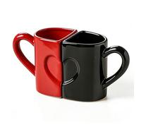 LEADSDGE Paquete de 2 tazas de cerámica con mango ergonómico y diseño de corazón para bebidas calientes, vasos funcionales