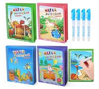 LEADSTAR 4 Piezas Libro Magico Agua Reutilizable, Libro Magico Pintar con Agua, Libro de Dibujo de Agua Mágica, Libro para Colorear con 4 Bolígrafos Educativo Doodle Pintar Juguetes para Niños