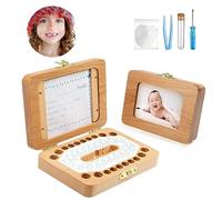 LEADSTAR Caja Dientes de Leche, Marcos de Foto, Caja para Guardar Dientes de Bebé para Niño y Niña, Almacenaje Madera de Souvenir Teeth Box, Recuerdos Regalo para Recién Nacidos, Conjunto de 5 Piezas