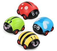 LEADSTAR Coches de Juguetes, 4 Pack Bebes Juguete Vehículos Fricción Tire hacia Atrás del Auto Coche con Forma de Animal para Niños Niñas de 1 2 3 Años