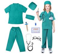 LEADSTAR Disfraz de Médico para Niña,Medico Juegos Educativos Niños 3 4 5 6-10 Años Juguete Creativo Montessori,Accesorios para Juego de Rol de Médico para Halloween Cosplay Fiesta Regalos (M)