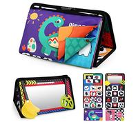 LEADSTAR Espejo Bebe Montessori con Libro Blanco y Negro, Plegable Libro Interactivo de Tela Sensoriales con Mordedor y Patrón de Contraste Juguetes Educativo Regalo para Recien Nacido Niños 0-6 Meses