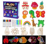 LEADSTAR Juego de manualidades para niños, 36 unidades, juego de manualidades para niños para pintar y manualidades, juego de manualidades de madera, idea de manualidades, pintura de cumpleaños