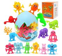 LEADSTAR Juegos Ventosas Niños,19 Piezas Juguetes de Baño, Juguetes de Ventosa Silicona con Caja de Almacenaje, Juguetes Sensoriales Interactivos Modelado de Animales para Niños Niñas 3 4 5 6 7 Años