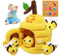 Leadstar - Juguete de bebe de 6 meses, juegos de Montessori Eveil Bebe de 6 a 12 meses, colmena de peluche con 5 abejas, espejos, juguete sensorial educativo, juego de bebé, regalo para niña niño de 1