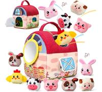 LEADSTAR Juguetes para Niños de 6 a 12 Meses,Animales de Granja Montessori Juguetes Sensoriales con Peluche Suave y Animales Espejo,Juego de Aprendizaje para Niños,Regalo Bebe 1 Año