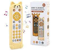 LEADSTAR Mando Juguete para Bebés,Juguetes Musical Bebes 6-12 Meses,Juguete Mando TV Niños 1 Año con Luz y Funda de Silicona para Mordedor,Juguetes Educativos para Aprendizaje (Amarillo)