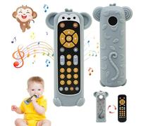LEADSTAR Mando Juguete para Bebés,Juguetes Musical Bebes 6-12 Meses,Juguete Mando TV Niños 1 Año con Luz y Funda de Silicona para Mordedor,Juguetes Educativos para Aprendizaje (B)