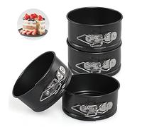 LEADSTAR Molde Desmontable, 4 Piezas Molde Tarta Desmontable Moldes de Horno Reposteria Bizcocho Pasteles Tartas Pastel Queso Redondos Antiadherente para Cumpleaños Bodas, 11 cm