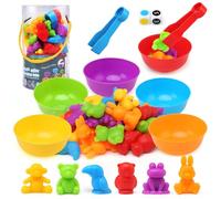 LEADSTAR Montessori Juguetes 3 4 5 6 Años, Juegos Educativos Niños, 46 Piezas Juegos de Combinación de Color, Juguetes Apilar Contar Habilidades Matemáticas Clasificación con Tazas Y Pinzas