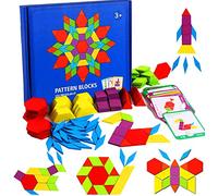 LEADSTAR Tangram Puzzle, Tangram Madera Shapes Puzzle Set Rompecabezas Tangram de Madera Kids Educativos Juegos y Juguetes con 155 Piezas de Formas Geométricas y 24 Diseños