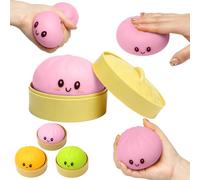 LEADSTAR Squishies de Dumpling con Purpurina y Caja, Bolas Anti-Estrés Sensoriales de Colores, Juguete Fidget de Escritorio Elástico, Regalo para Cesta de Pascua o Calcetín Navideño