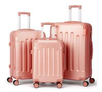 LEADZM Juego de Maletas de 3 Piezas con Refuerzos de Esquina (Maletas de Viaje Grandes 23 Kilos, Maleta Cabina, Mediana), Maleta de Viaje (Rosa Oro)