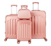 LEADZM Juego de Maletas de 4 Piezas con Neceser, Maletas de Viaje Grandes 23 Kilos, Maleta Cabina con Refuerzos de Esquina, Mediana, Maleta de Viaje (Rosa Oro)