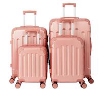 LEADZM Juego de Maletas de 4 Piezas con Refuerzos de Esquina (Maletas de Viaje Grandes 23 Kilos, Maleta Cabina, Mediana), Maleta de Viaje (Rosa Oro)