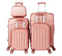LEADZM Juego de Maletas de 5 Piezas con Neceser, Maletas de Viaje Grandes 23 Kilos, Maleta Cabina con Refuerzos de Esquina, Mediana, Maleta de Viaje (Rosa Oro)