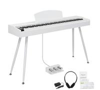 LEADZM Piano Digital de 88 Teclas con Soporte, Teclado Contrapesado, Piano Eléctrico con 3 Pedales, 2 Sistemas Bluetooth, USB-MIDI, Apto para Principiantes (Blanco)