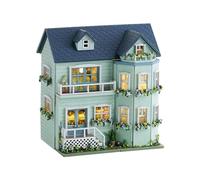 Leaenlyrics Miniature House Kit- Led Furniture Miniature House Kit, Warm Manor Shop Dessert Shop Romantic Castle Miniature Dolls House Kit | Open Design Miniature House Display