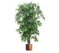 Leaf Árbol Artificial con macetas de Metal, 120 cm, Verde, XL, Cobre