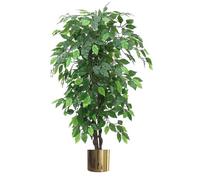 Leaf Árbol Artificial/Planta con macetas de Metal, 120 cm, Verde, XL, arbusto, ficus Dorado