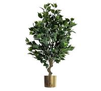 Leaf Árbol Artificial Realista con Maceta, Materiales Mixtos, 100 cm, arbusto ficus Dorado