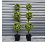 Leaf Árbol de boj Artificial, Madera, 120 cm, par de Bolas triples
