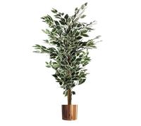 Leaf Árbol de ficus Artificial con macetas de Metal, Verde, 130 cm