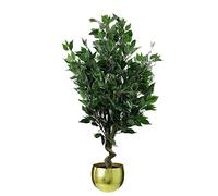 Leaf Árbol de ficus Artificial Realista con Maceta, Materiales Mixtos, 110 cm, Curva Dorada perenne