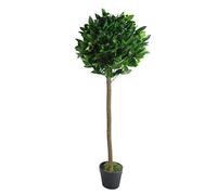 Leaf Árbol de Laurel Artificial con Forma de Hoja en Maceta de plástico Negro, Verde, 120 cm