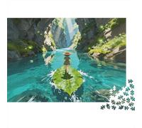 Leaf Boat Girl Puzzles 1000 Piezas Material Reciclable Whimsical Fantasy Puzzle for Ancianos Educativo Game Descompresión Ideal for Saludos de Vacaciones Gift 38x26cm/1000pcs