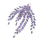 Leaf Bridal Headpiece Tiara Accessories For Women Girls Crystal Hairclip Wedding Jewelry(Purple)