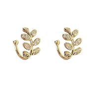 Leaf Clip Earring For Without Piercing Vintage Crystal Ear Cuff Girls Jewerly Gifts Women Earrings