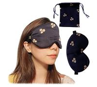 Leaf Clover - Juego de bolsa de almacenamiento de máscara de ojos ajustable de doble cara de seda de morera opaca, cubierta de ojos para yoga y viajes