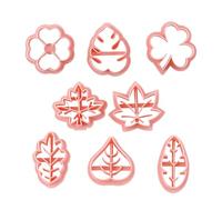 Leaf Cookie Cutter, Cute Pie Crust Stamp, Pressable Fondant Mold, Decorative Baking Shapes, Clay and Pastry Craft Tools, Set of 8 Assorted Designs, Fudge and Handicraft Use