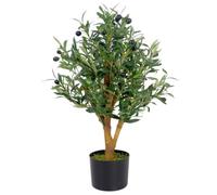 Leaf Design UK - Olivo Artificial Realista en Maceta de plástico Negro de 65 cm, AZ-Olive