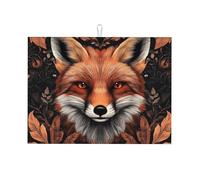 Leaf Fox Head - Tapete grande de microfibra para escurridor de platos, reutilizable, lavable, para accesorios de cocina, 18 x 24 pulgadas