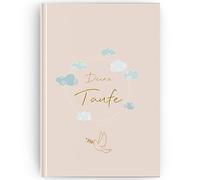 LEAF & GOLD® Libro de bautizo "Deine Taufe" I Noble regalo para bautizo para niñas y niños I Libro de recuerdos para rellenar con lámina dorada