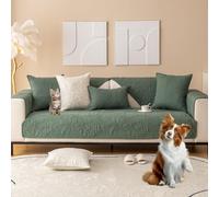 Leaf Jacquard Sofa Cover Cotton Non-Slip Couch Cover Thickened Sofa Slipcover for 3 2 4 Cushion Couch Solid Color Washable Sectional Couch Covers for L/U Shaped,White,70 * 90cm/27.6 * 35.4in(Green,Pil