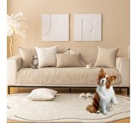 Leaf Jacquard Sofa Cover Cotton Non-Slip Couch Cover Thickened Sofa Slipcover for 3 2 4 Cushion Couch Solid Color Washable Sectional Couch Covers for L/U Shaped,White,70 * 90cm/27.6 * 35.4in(Khaki,110
